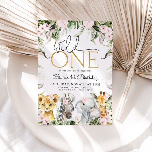ワイルドワンサファリアニマルズ1stバースデーガールインビタティ 招待状