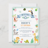 ワイルドワンサファリアニマルズ1stバースデージャングルパーティー 招待状 (正面)