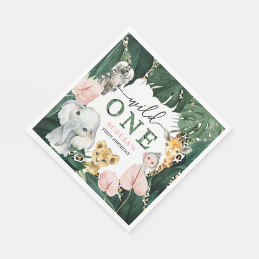 ワイルドワンサファリアニマルズ1stバースデーナプキンス スタンダードランチョンナプキン (角)