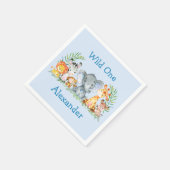 ワイルドワンサファリアニマルズ1stバースデーブルー スタンダードカクテルナプキン (角)