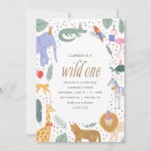 ワイルドワンサファリアニマルズ1st誕生日パーティー 招待状 (正面)