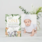 ワイルドワンサファリアニマルズ1st誕生日招待状 招待状 (スタンド正面)