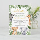 ワイルドワンサファリアニマルズ1st誕生日招待状 招待状 (スタンド正面)