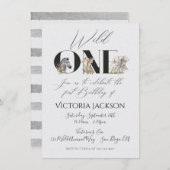 ワイルドワンサファリアニマルズ1st誕生日招待状 招待状 (正面/裏面)