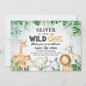 ワイルドワンサファリアニマルズ1st誕生日 招待状 (正面)