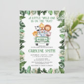 ワイルドワンサファリアニマルトロピカルボーイベビーシャワー 招待状 (スタンド正面)