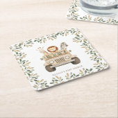 ワイルドワンサファリアニマルニュートラルベビーシャワー スクエアペーパーコースター (アングル)