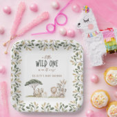 ワイルドワンサファリアニマルニュートラルベビーシャワー ペーパープレート (パーティー)