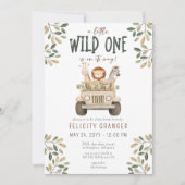 ワイルドワンサファリアニマルニュートラルベビーシャワー 招待状 (正面)