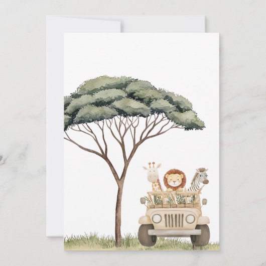 ワイルドワンサファリアニマルニュートラルベビーシャワー 招待状 (裏面)