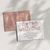ワイルドワンサファリアニマルバラ金ゴールド1stバースデーガール 招待状