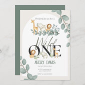 ワイルドワンサファリアニマルバースデーパーティーへの招待 招待状 (正面/裏面)