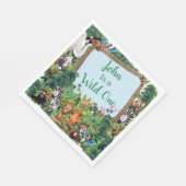 ワイルドワンサファリアニマルバースデーパーティー スタンダードランチョンナプキン (角)