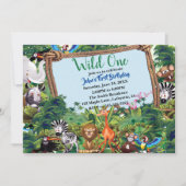 ワイルドワンサファリアニマルバースデーパーティー 招待状 (正面)