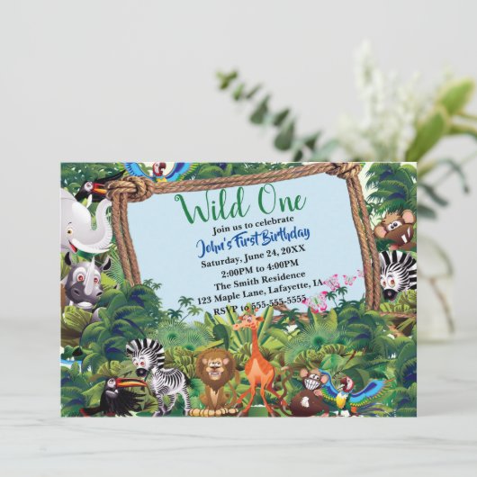 ワイルドワンサファリアニマルバースデーパーティー 招待状 (スタンド正面)