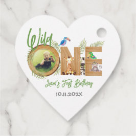 ワイルドワンサファリアニマルファースト誕生日フォトウッド フェイバータグ