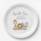 ワイルドワンサファリアニマルファースト誕生日 ペーパープレート (正面)