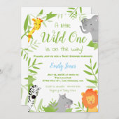 ワイルドワンサファリアニマルベビーシャワーボーイ招待状 招待状 (正面/裏面)