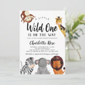 ワイルドワンサファリアニマルベビーシャワー招待状ボーイ 招待状 (スタンド正面)
