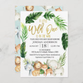 ワイルドワンサファリアニマルベビーシャワー招待状 招待状 (正面/裏面)