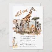 ワイルドワンサファリアニマルベビーシャワー招待状 招待状 (正面)