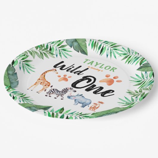 ワイルドワンサファリアニマル第1誕生日パーティー ペーパープレート (アングル)