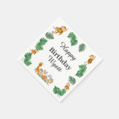 ワイルドワンサファリアニマル誕生日ナプキンス スタンダードカクテルナプキン (角)