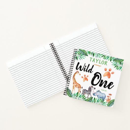 ワイルドワンサファリアニマル1st誕生日パーティー ノートブック (内部)