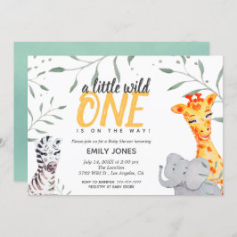 ワイルドワンサファリウォーターカラーベビーシャワー招待状 招待状