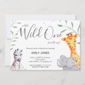 ワイルドワンサファリウォーターカラーベビーシャワー招待状 招待状 (正面)