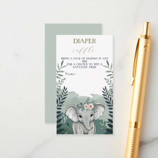 ワイルドワンサファリエレファニーベビシャワーエンクロージャカー エンクロージャーカード (正面/裏面インサイチュ)
