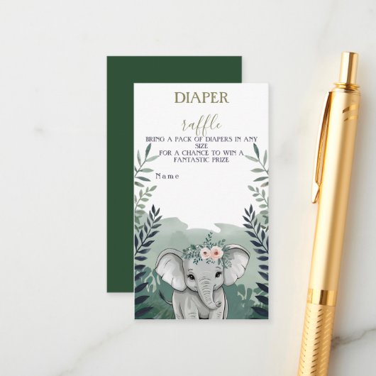 ワイルドワンサファリエレファニーベビシャワーエンクロージャカー エンクロージャーカード (正面/裏面インサイチュ)
