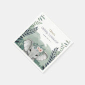 ワイルドワンサファリエレファントベビシャワーナプキン スタンダードカクテルナプキン (角)