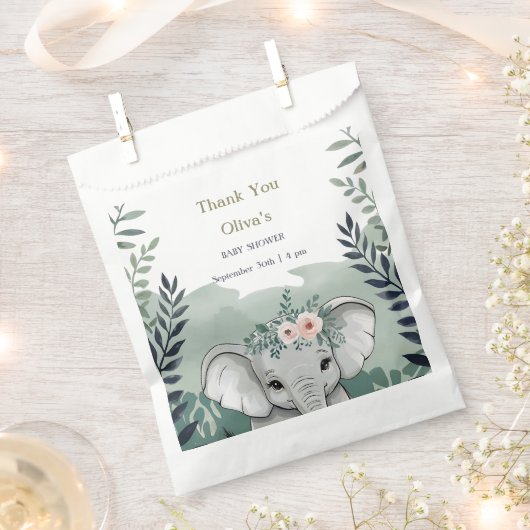 ワイルドワンサファリエレファントベビージャーシャワー優先バッグ フェイバーバッグ (クリップ留めされた状態)