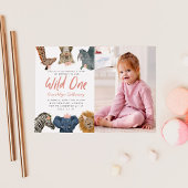 ワイルドワンサファリガールの最初の誕生日パーティーの写真 招待状