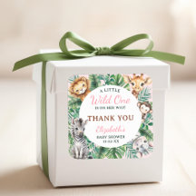 ワイルドワンサファリガール赤ちゃんシャワーありがとうステッカー