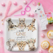 ワイルドワンサファリガール1st誕生日紙プレート ペーパープレート (パーティー)