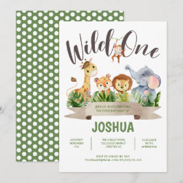 ワイルドワンサファリキッズ誕生日招待状 招待状