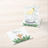 ワイルドワンサファリキリン赤ちゃんシャワー スクエアペーパーコースター (インサイチュ)