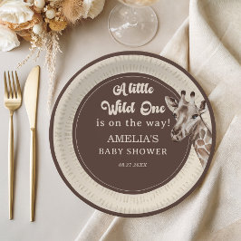 ワイルドワンサファリキリン赤ちゃんシャワー ペーパープレート