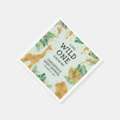 ワイルドワンサファリグリーン金ゴールドニュートラルベビーシャワー スタンダードカクテルナプキン (角)