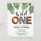 ワイルドワンサファリジャングルの誕生日 招待状 (正面/裏面)