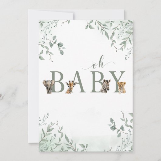 ワイルドワンサファリジャングルの赤ちゃんシャワー招待状 招待状 (裏面)