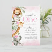 ワイルドワンサファリジャングルアニマルガール1st誕生日 招待状 (スタンド正面)