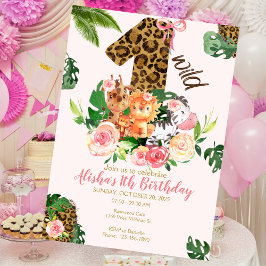 ワイルドワンサファリジャングルアニマルズ誕生日招待状 招待状