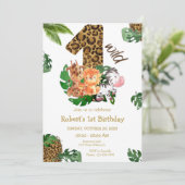 ワイルドワンサファリジャングルアニマルズ誕生日招待状 招待状 (スタンド正面)