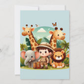ワイルドワンサファリジャングルアニマル誕生日招待状 招待状 (裏面)