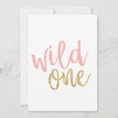 ワイルドワンサファリジャングルガールファースト誕生日ピンク 招待状 (裏面)