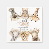 ワイルドワンサファリジャングルガール1stバースデーナプキンズ スタンダードカクテルナプキン (正面)
