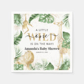 ワイルドワンサファリジャングルグリーナリー&金ゴールドベビーシャワー スタンダードカクテルナプキン (正面)